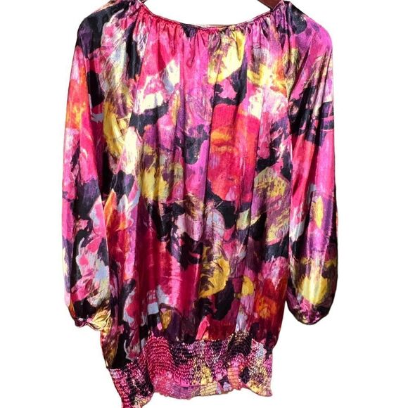 CJ Banks abstract print multicolored blouse with watercolor design size 2X - Picture 7 of 11